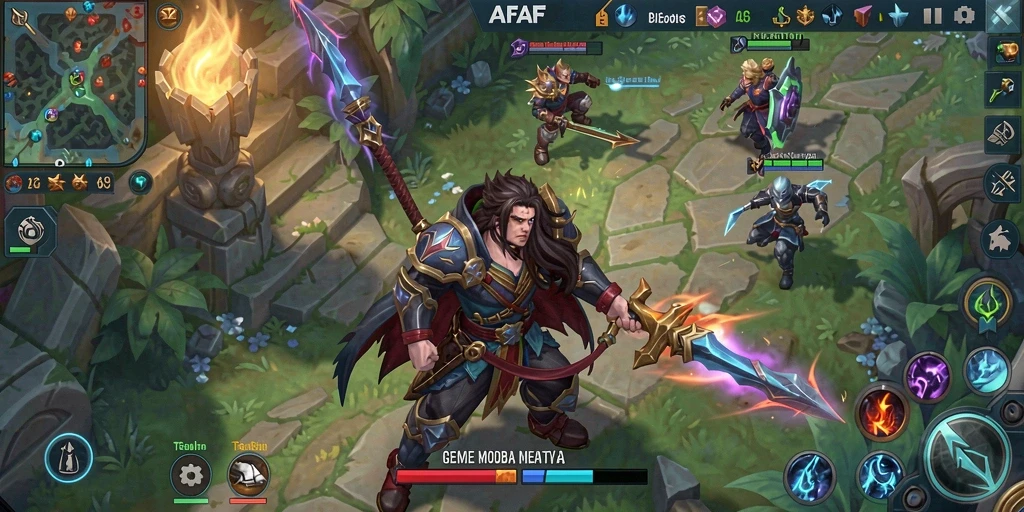 Tangkapan layar gameplay AFAF menampilkan pertempuran epik antar hero.