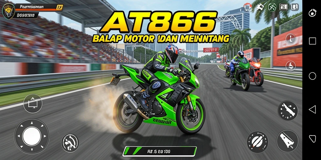 Gameplay balap motor yang penuh aksi dan seru di AT866.