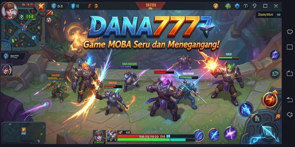 Tampilan gameplay seru DANA777 saat pertempuran tim berlangsung.