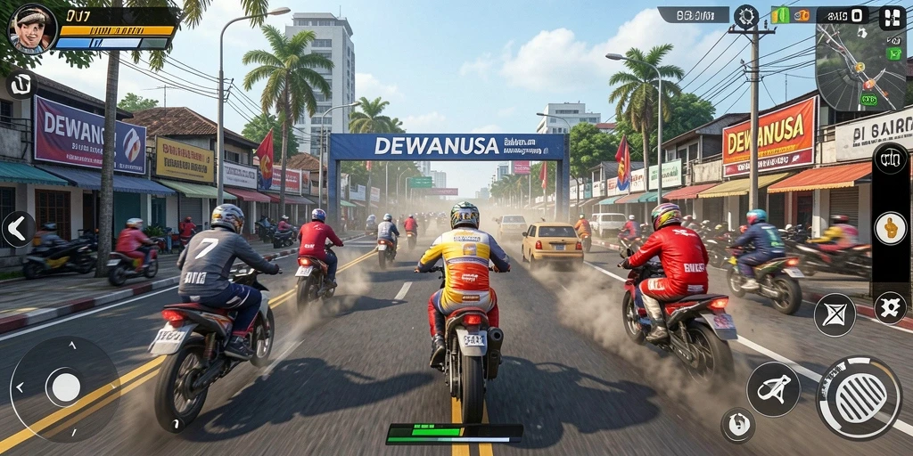 Tampilan menarik dari gameplay balapan di DEWANUSA.