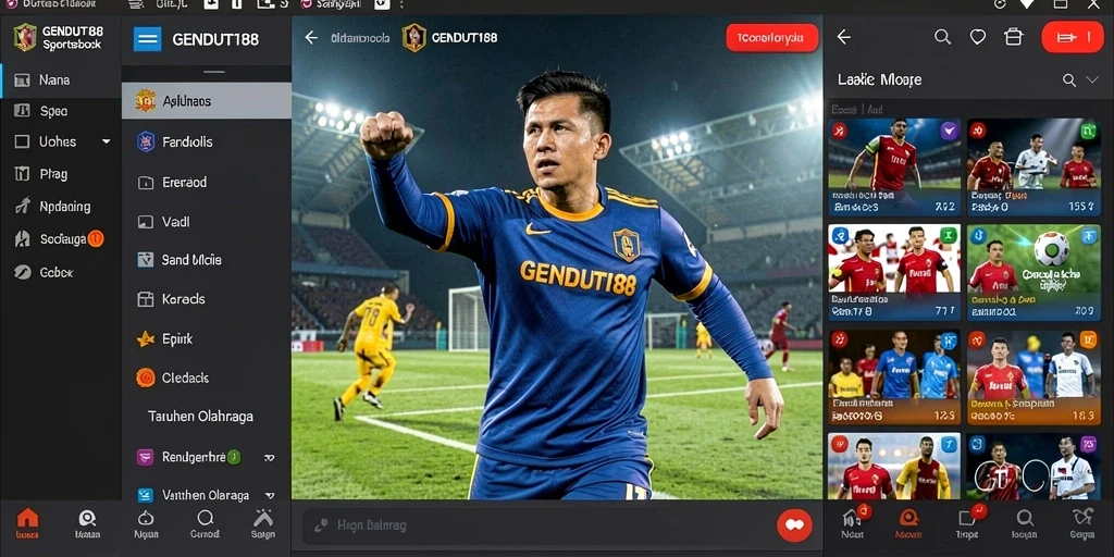 Gambar tampilan aplikasi GENDUT188 dengan antarmuka Sportsbook yang menarik.