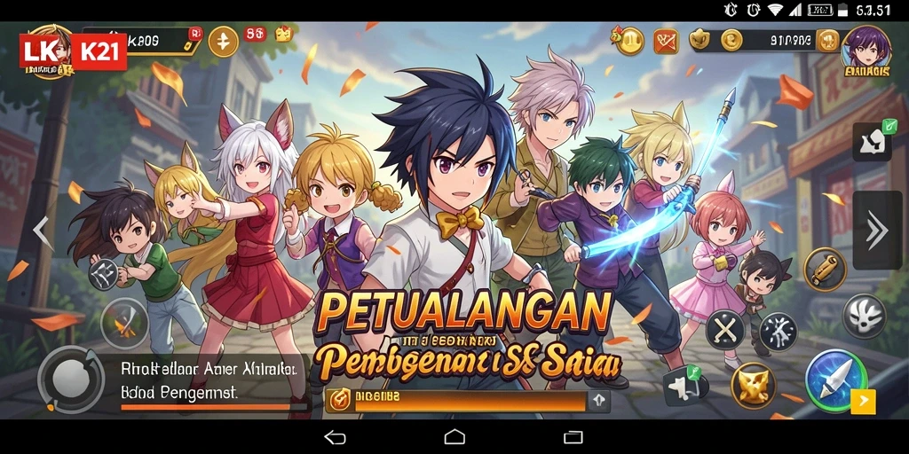 Screenshot menunjukkan antarmuka LK21 dengan berbagai judul anime.