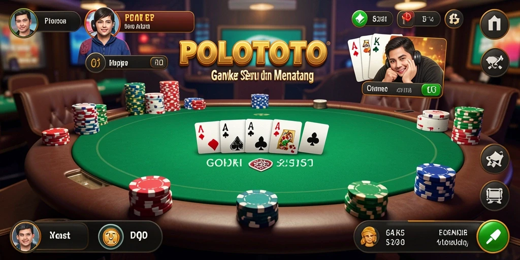 Tampilan gameplay seru POLOTOTO dengan aksi poker yang mendebarkan.