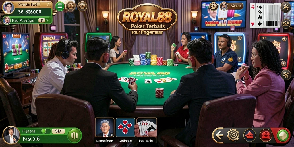 Tampilan utama gameplay <strong>ROYAL88</strong> yang menampilkan kompetisi Poker seru.