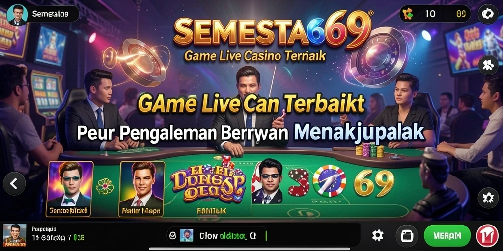 Screenshot gameplay SEMESTA69 menampilkan dealer langsung dan suasana kasino.